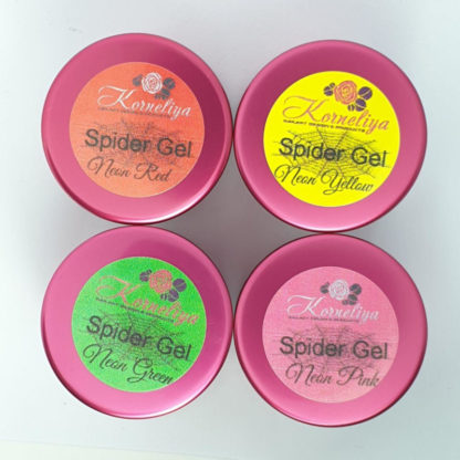 Korneliya Nailart Spider Gel Set met Neon Kleuren 4x5 ml.